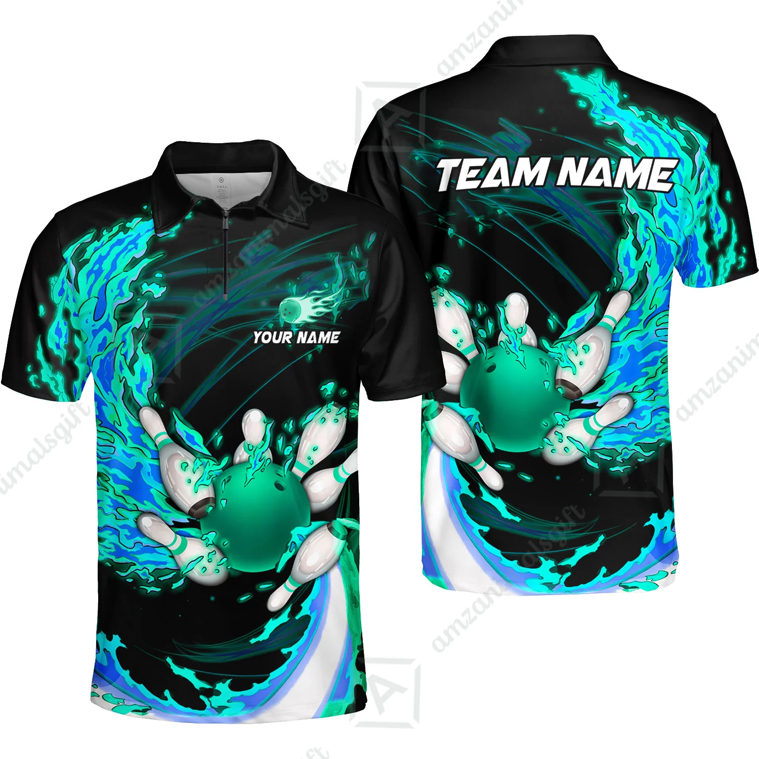 Customized Bowling Polo Team Jerseys, Breath Of Fire Bowling And Pins Multicolor Option Customized Name And Team Name For Bowling Team - Image 15