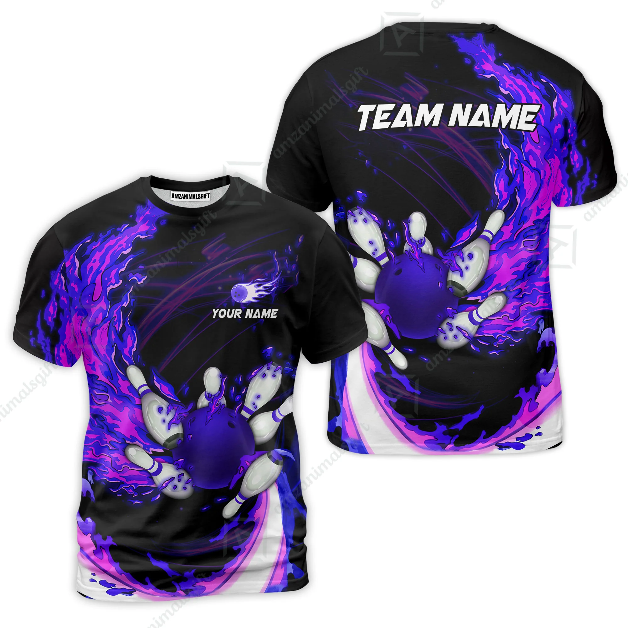 Customized Bowling Polo Team Jerseys, Breath Of Fire Bowling And Pins Multicolor Option Customized Name And Team Name For Bowling Team - Image 17