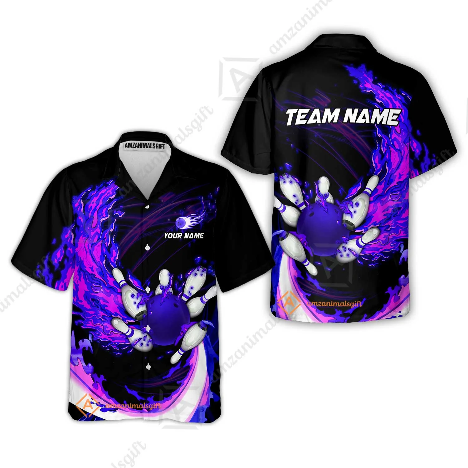 Customized Bowling Polo Team Jerseys, Breath Of Fire Bowling And Pins Multicolor Option Customized Name And Team Name For Bowling Team - Image 24