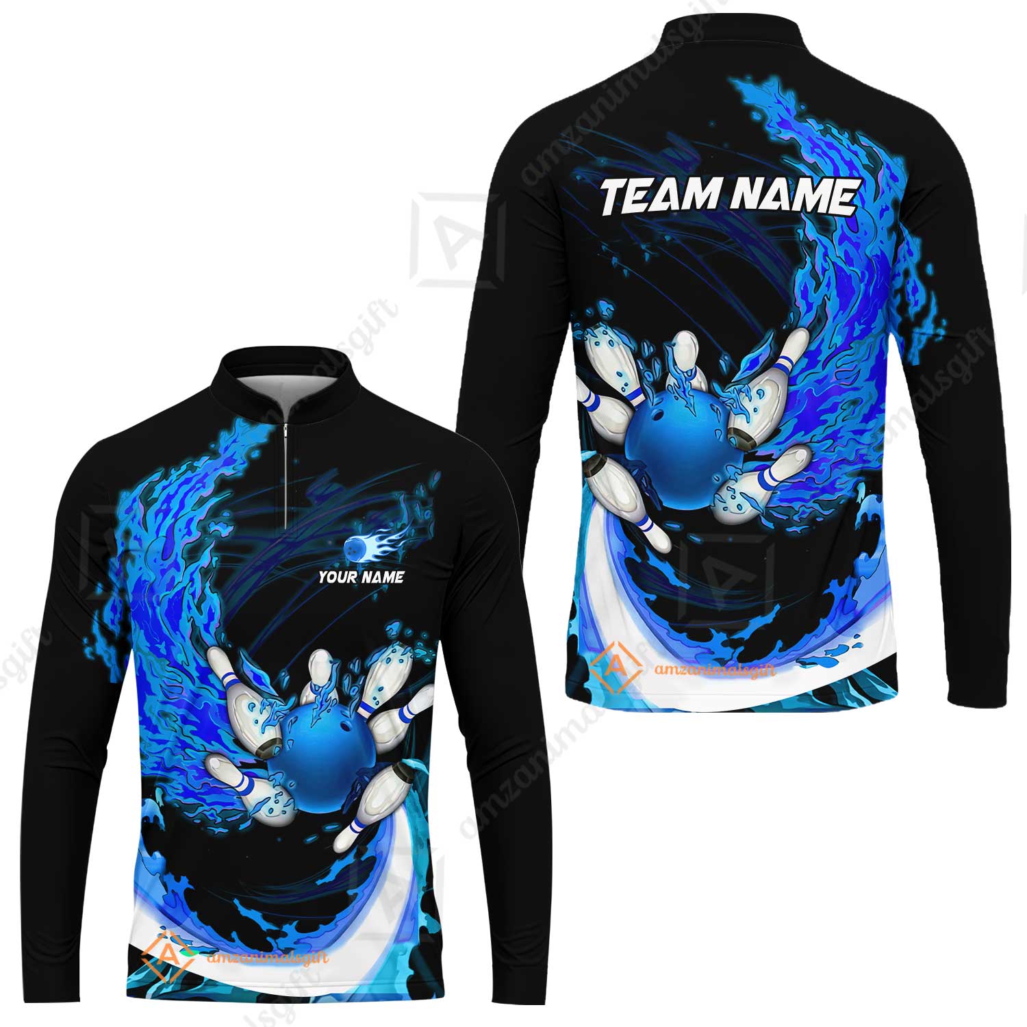 Customized Bowling Polo Team Jerseys, Breath Of Fire Bowling And Pins Multicolor Option Customized Name And Team Name For Bowling Team - Image 33
