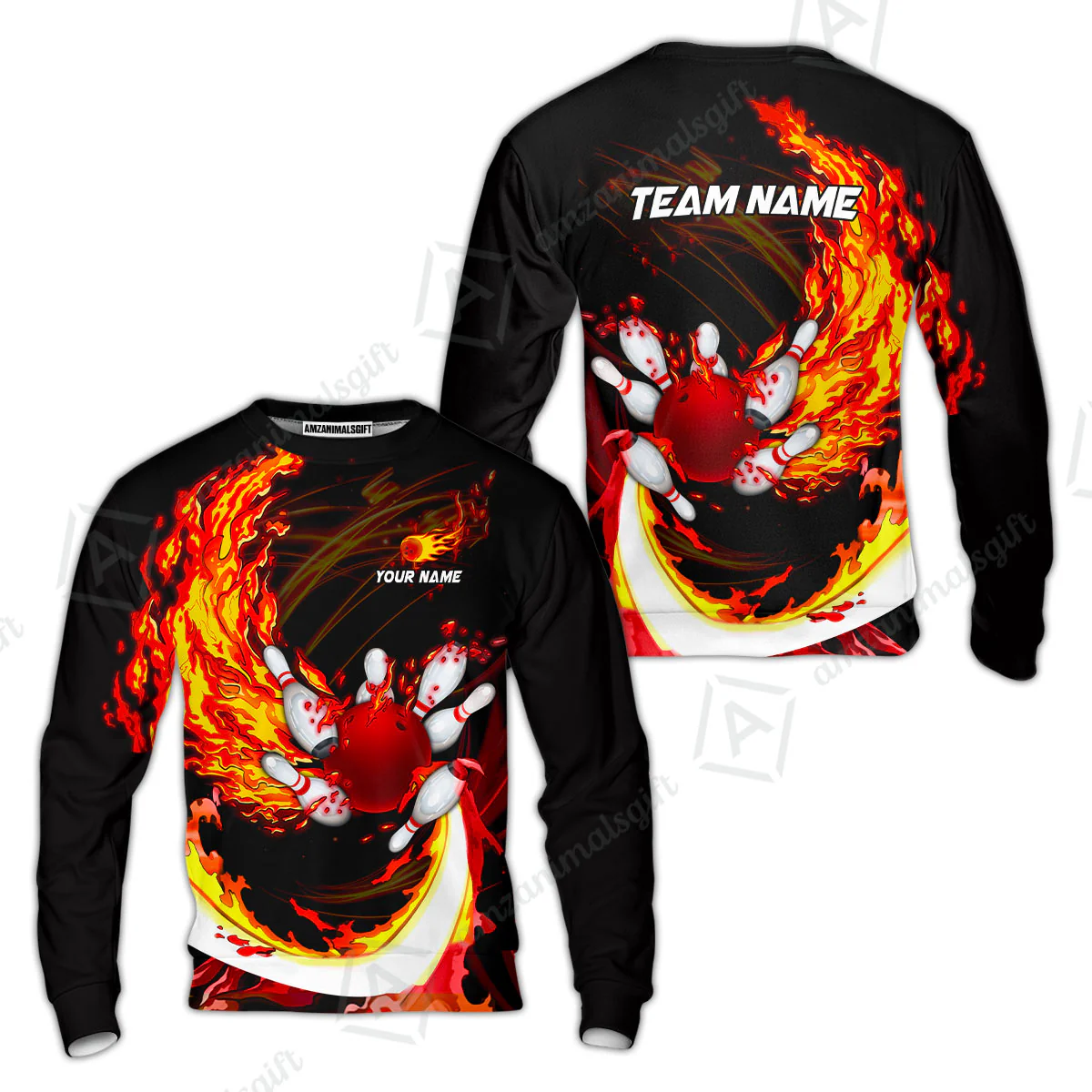 Customized Bowling Polo Team Jerseys, Breath Of Fire Bowling And Pins Multicolor Option Customized Name And Team Name For Bowling Team - Image 34