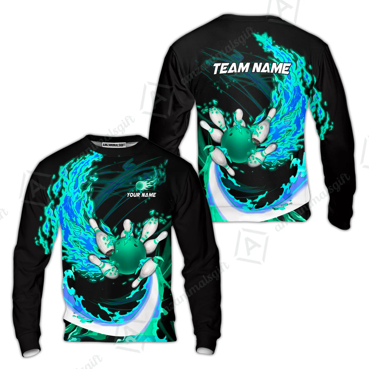 Customized Bowling Polo Team Jerseys, Breath Of Fire Bowling And Pins Multicolor Option Customized Name And Team Name For Bowling Team - Image 35