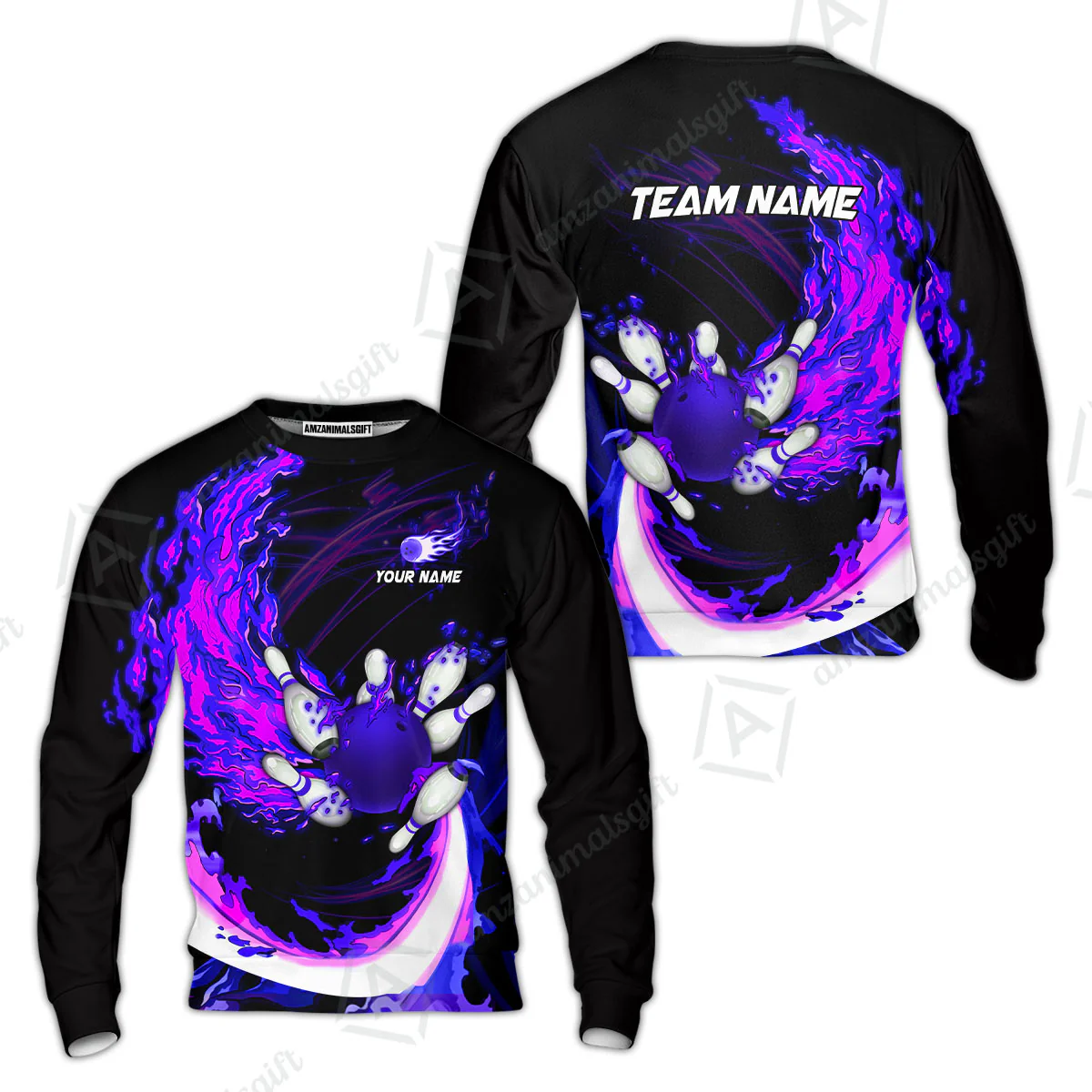 Customized Bowling Polo Team Jerseys, Breath Of Fire Bowling And Pins Multicolor Option Customized Name And Team Name For Bowling Team - Image 36