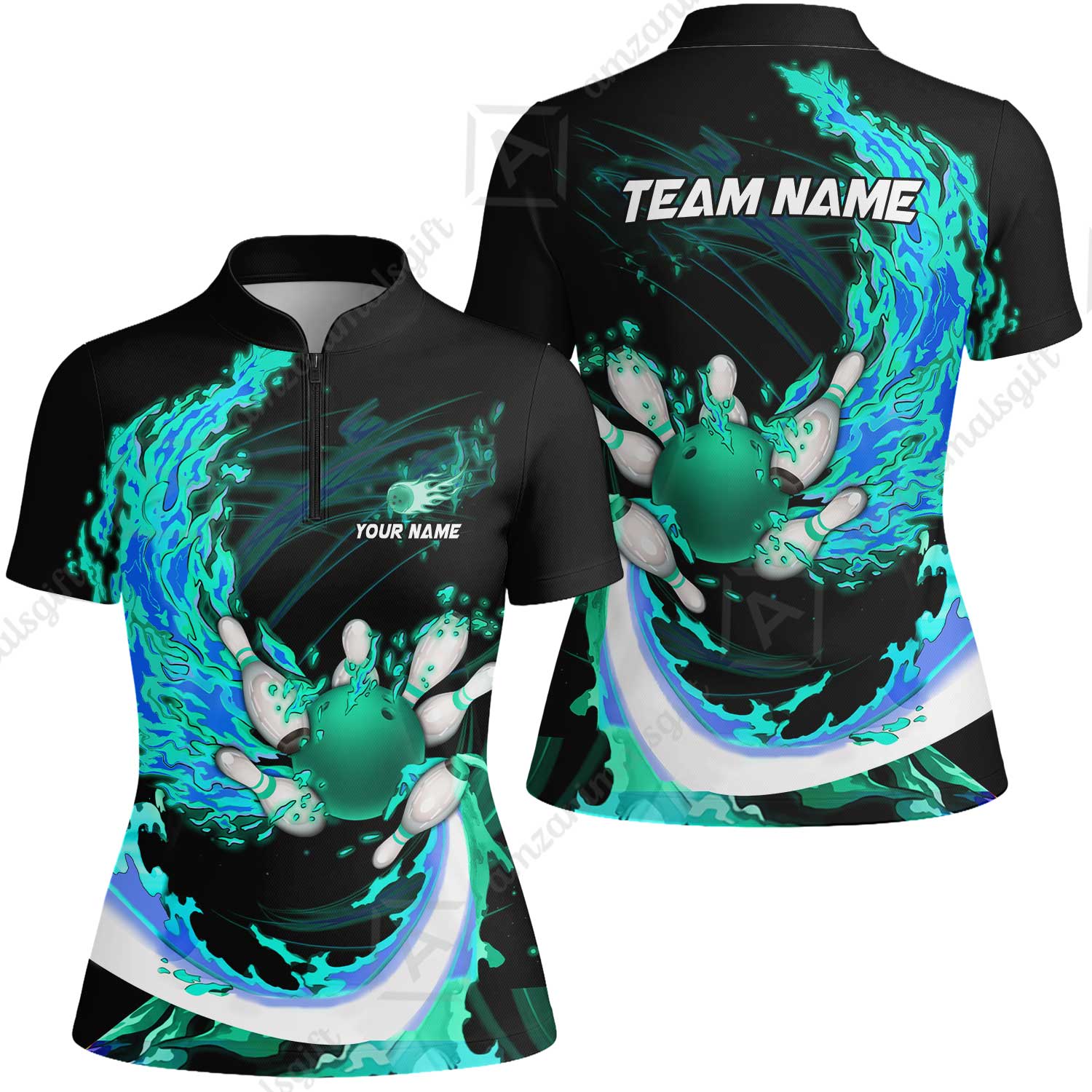 Customized Bowling Polo Team Jerseys, Breath Of Fire Bowling And Pins Multicolor Option Customized Name And Team Name For Bowling Team - Image 47