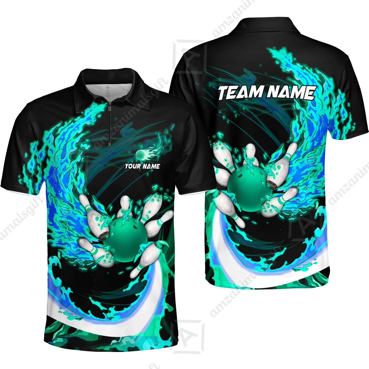 Customized Bowling Polo Team Jerseys, Breath Of Fire Bowling And Pins Multicolor Option Customized Name And Team Name For Bowling Team - Image 51