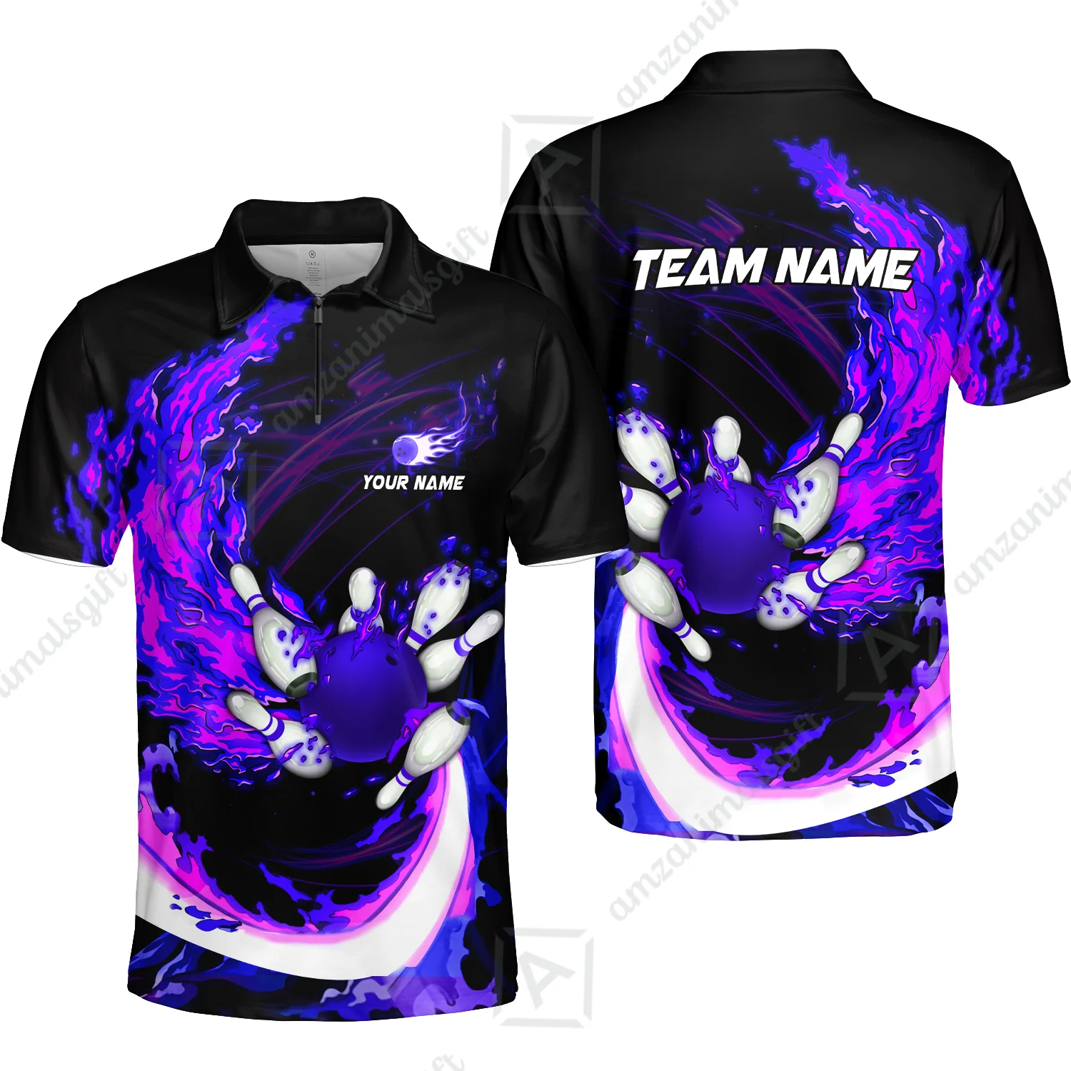 Customized Bowling Polo Team Jerseys, Breath Of Fire Bowling And Pins Multicolor Option Customized Name And Team Name For Bowling Team - Image 52