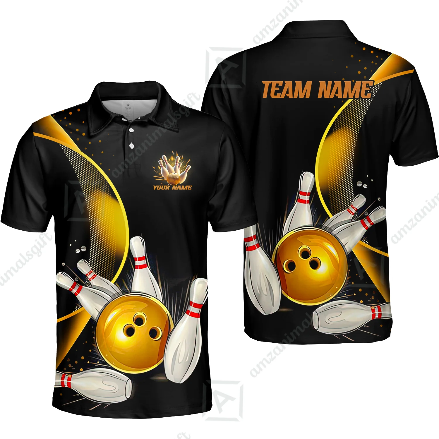 Customized Bowling Polo Shirt, Custom Black And Gold Bowling Team Shirts For Men And Women, Unisex Bowling League Jerseys Polo Shirts - Image 11