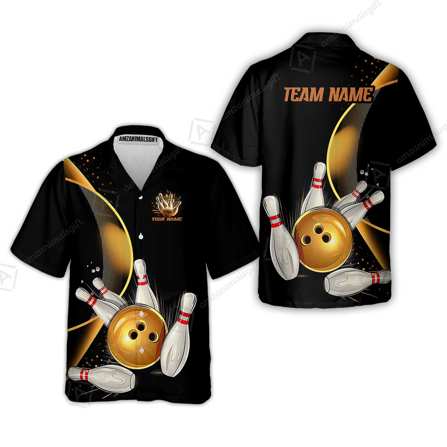 Customized Bowling Polo Shirt, Custom Black And Gold Bowling Team Shirts For Men And Women, Unisex Bowling League Jerseys Polo Shirts - Image 5