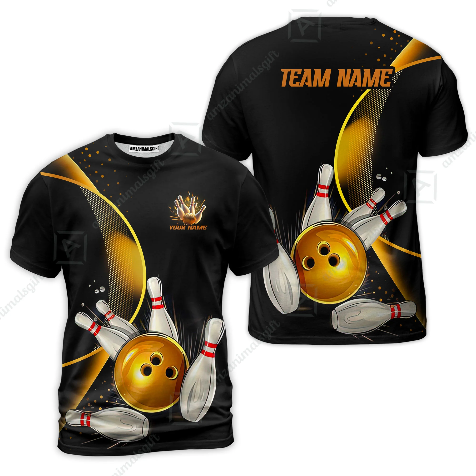 Customized Bowling Polo Shirt, Custom Black And Gold Bowling Team Shirts For Men And Women, Unisex Bowling League Jerseys Polo Shirts - Image 6