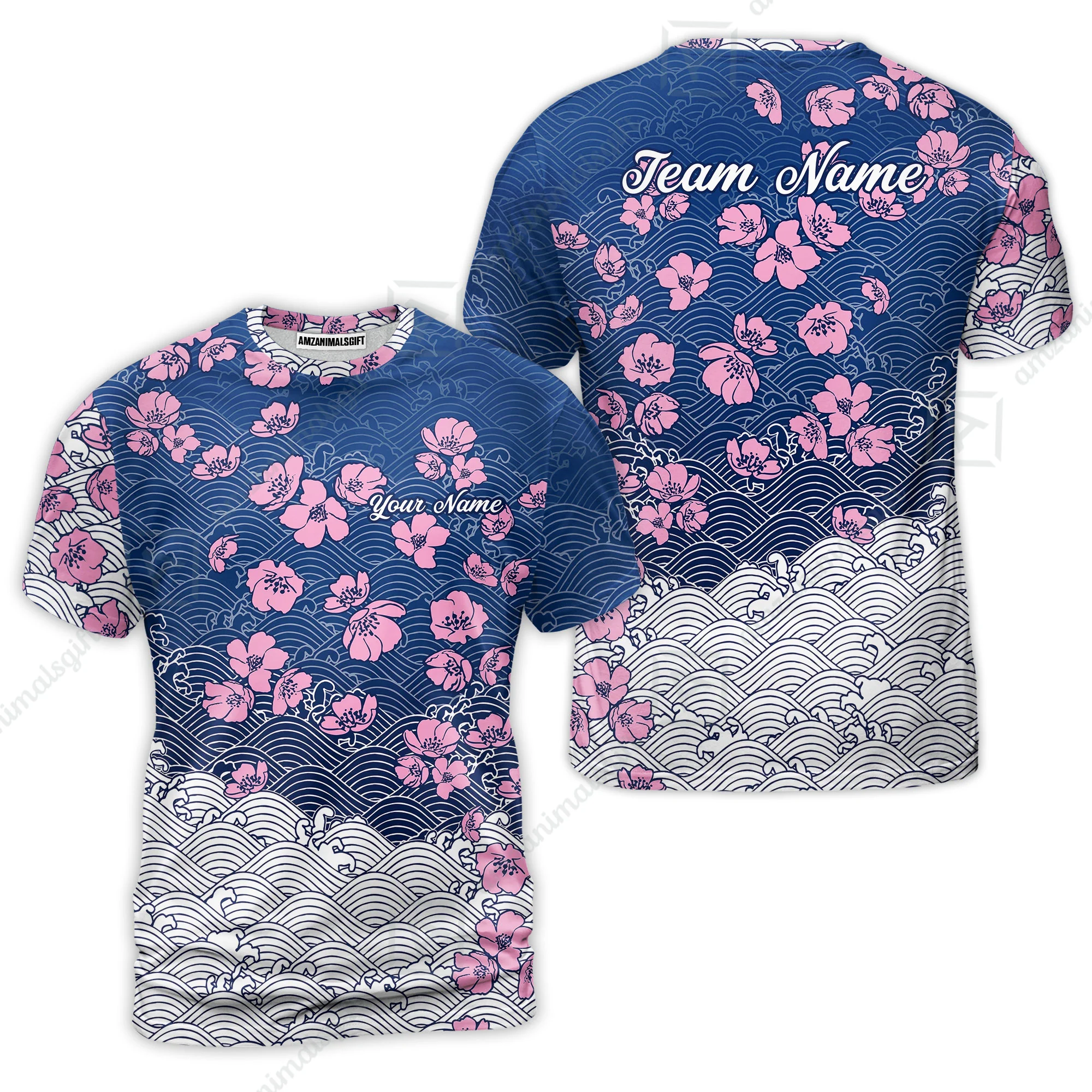 Customized Bowling Quarter-Zip Jersey Polo Shirts, Flowers Cherry Blossom Bowling Shirt For Tournament Team Men Women Bowlers - Image 5