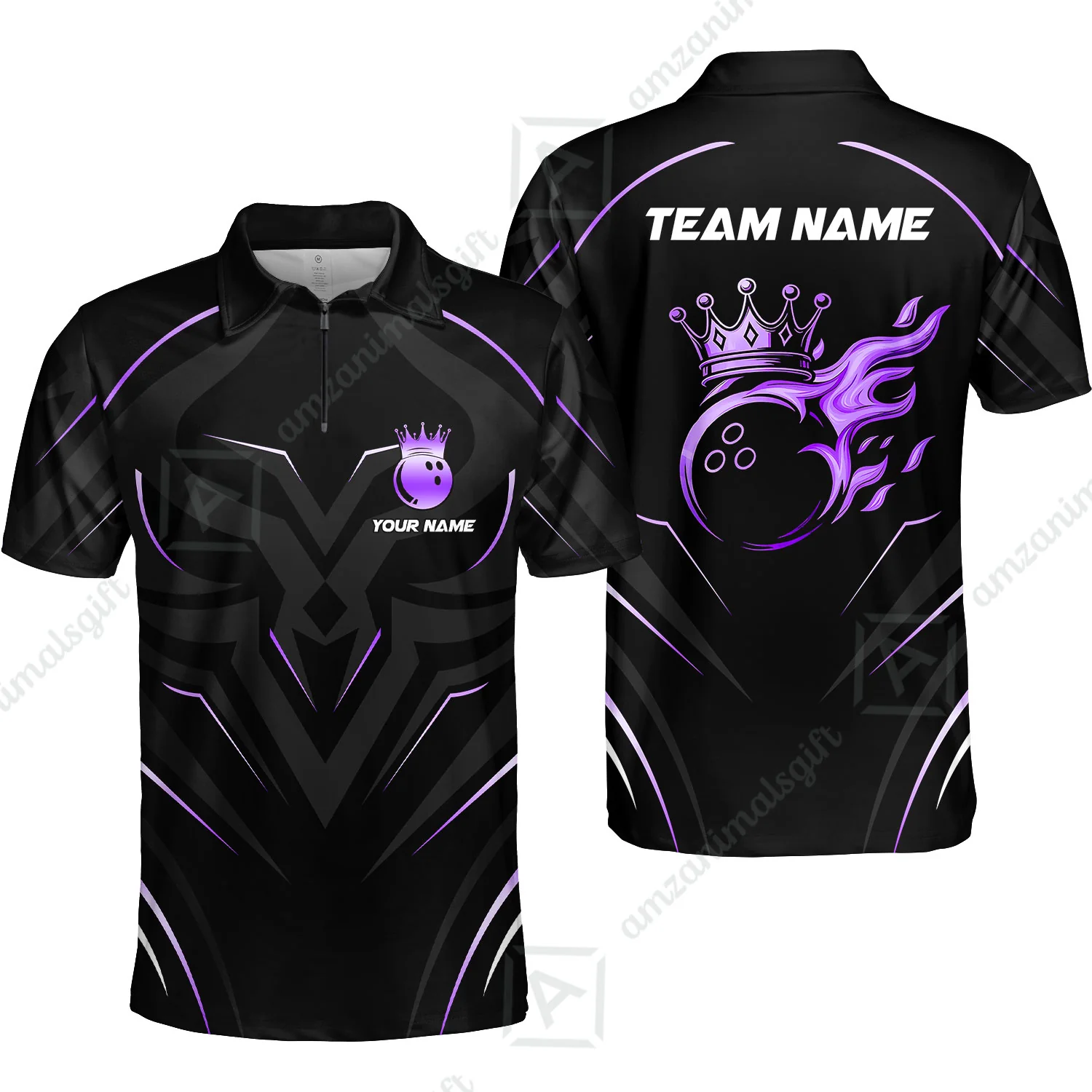 Customized Bowling Quarter-Zip Polo Shirt, Custom Crown Bowling Multicolor Team Style Uniform Jersey for Bowlers - Image 2
