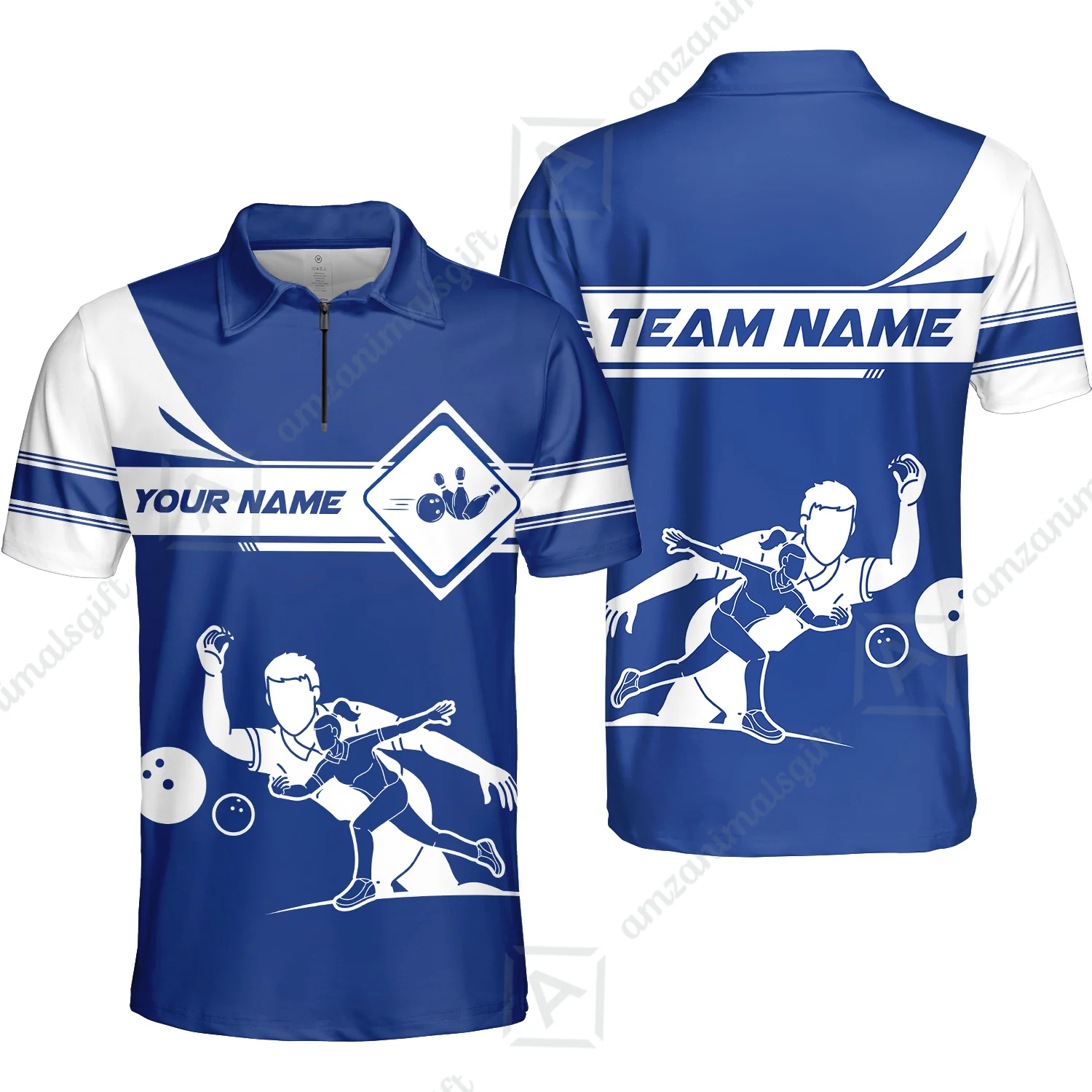 Customized Bowling Quarter-Zip Polo Shirt , Men And Women Playing Bowling Ball Quarter-Zip Polo Uniform Multicolor For Bowlers - Image 11