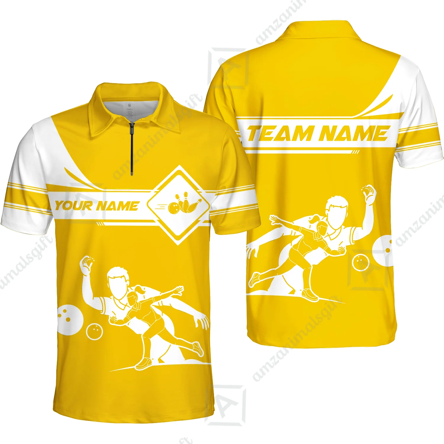 Customized Bowling Quarter-Zip Polo Shirt , Men And Women Playing Bowling Ball Quarter-Zip Polo Uniform Multicolor For Bowlers - Image 21