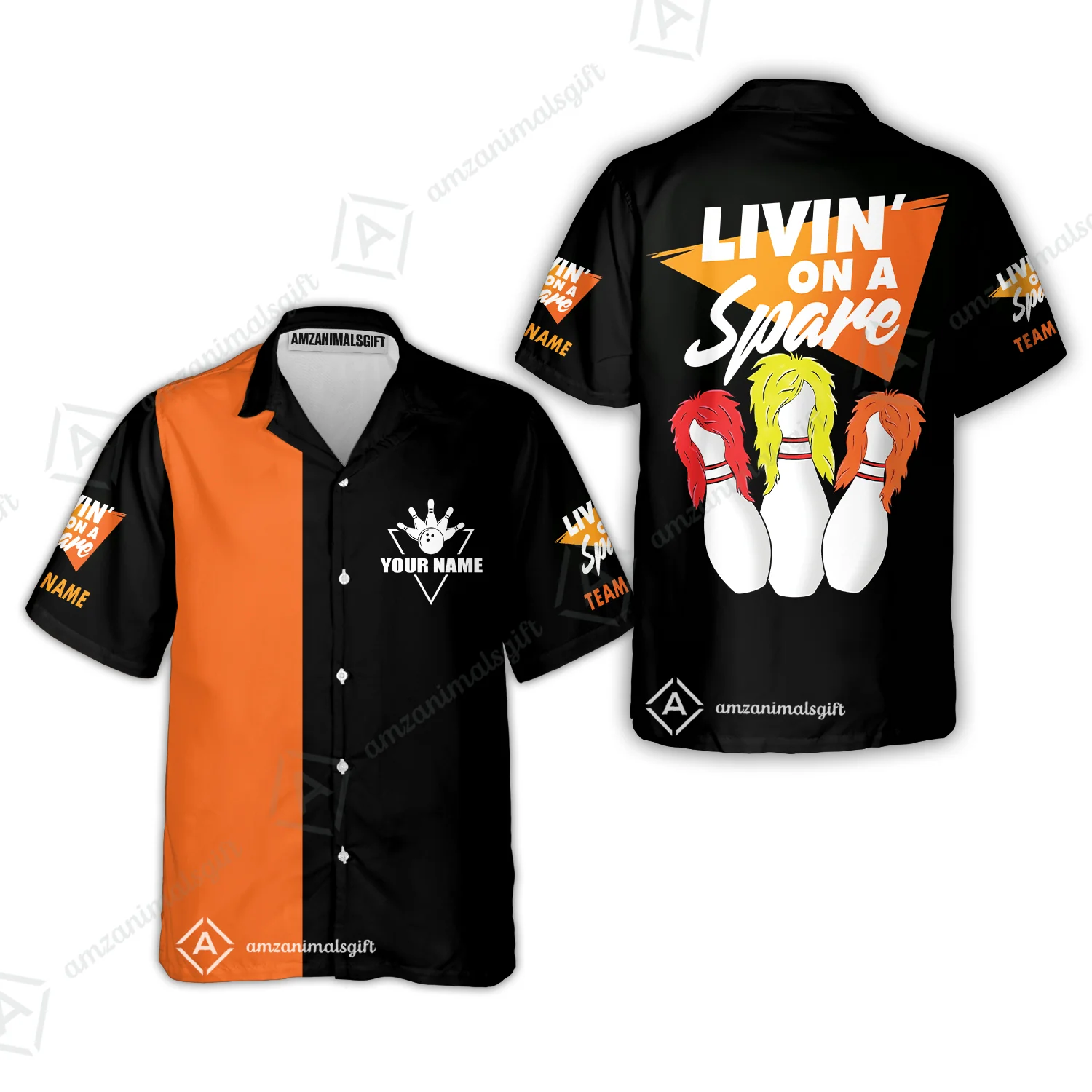 Customized Bowling Team Hawaiian Shirt, Bowling Livin' On A Spare Personalized Hawaiian Shirt Uniform For Bowlers - Image 3