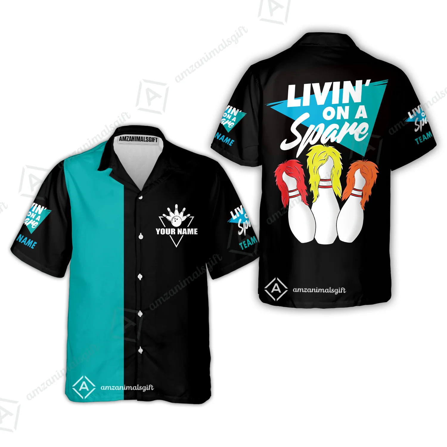 Customized Bowling Team Hawaiian Shirt, Bowling Livin' On A Spare Personalized Hawaiian Shirt Uniform For Bowlers - Image 4