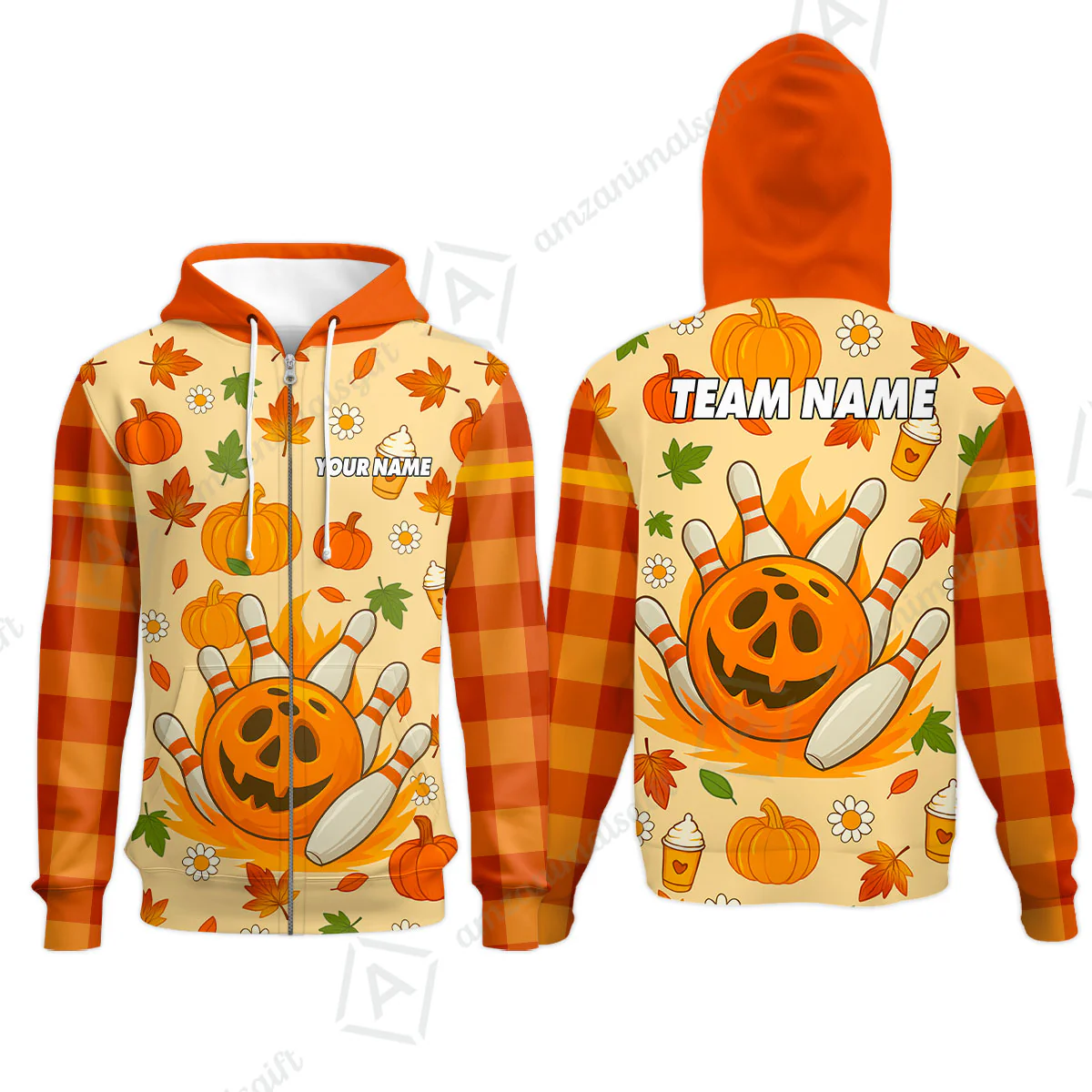 Customized Bowling Team Polo Jersey, Bowling Halloween Pumpkin Style Uniform Shirt For Bowlers - Image 10