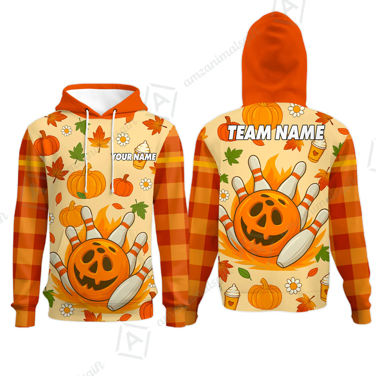 Customized Bowling Team Polo Jersey, Bowling Halloween Pumpkin Style Uniform Shirt For Bowlers - Image 8