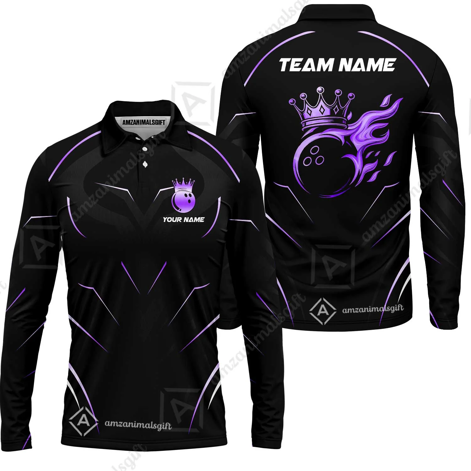 Customized Bowling Long Sleeve Polo Shirt, Custom Crown Bowling Multicolor Team Style Uniform Jersey for Bowlers - Image 3