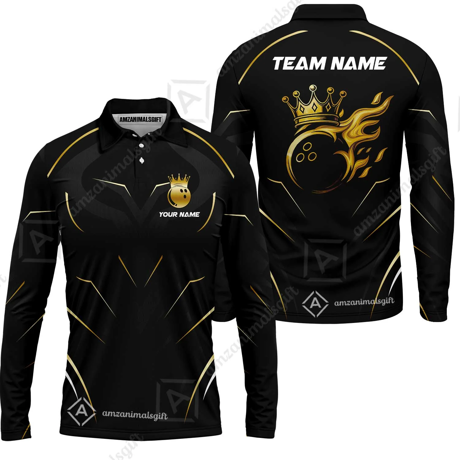 Customized Bowling Long Sleeve Polo Shirt, Custom Crown Bowling Multicolor Team Style Uniform Jersey for Bowlers - Image 4