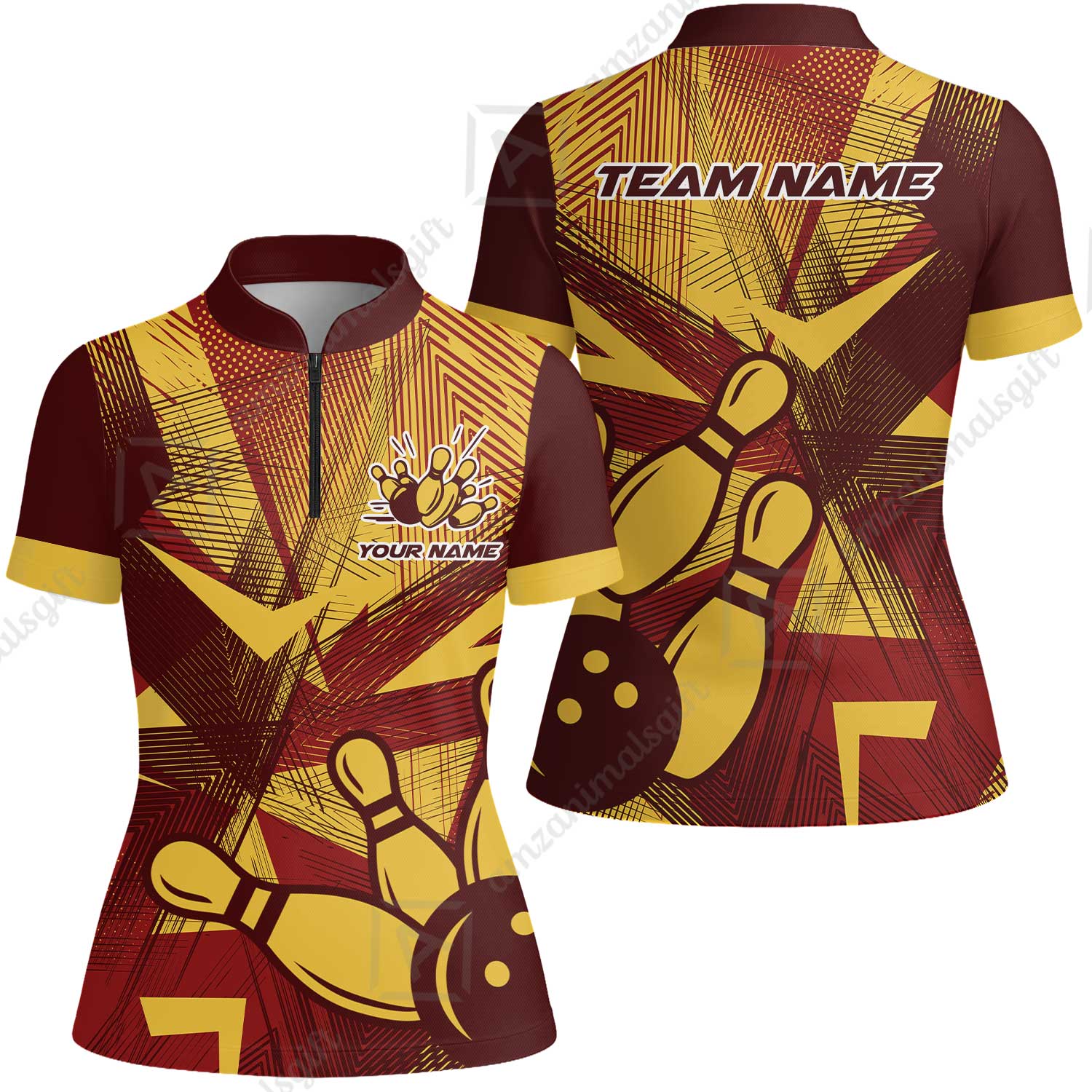Customized Bowling Women Jersey Shirt, Bowling Ball And Pins Esports Pattern Women Jersey Shirt Uniform For Bowlers - Image 5