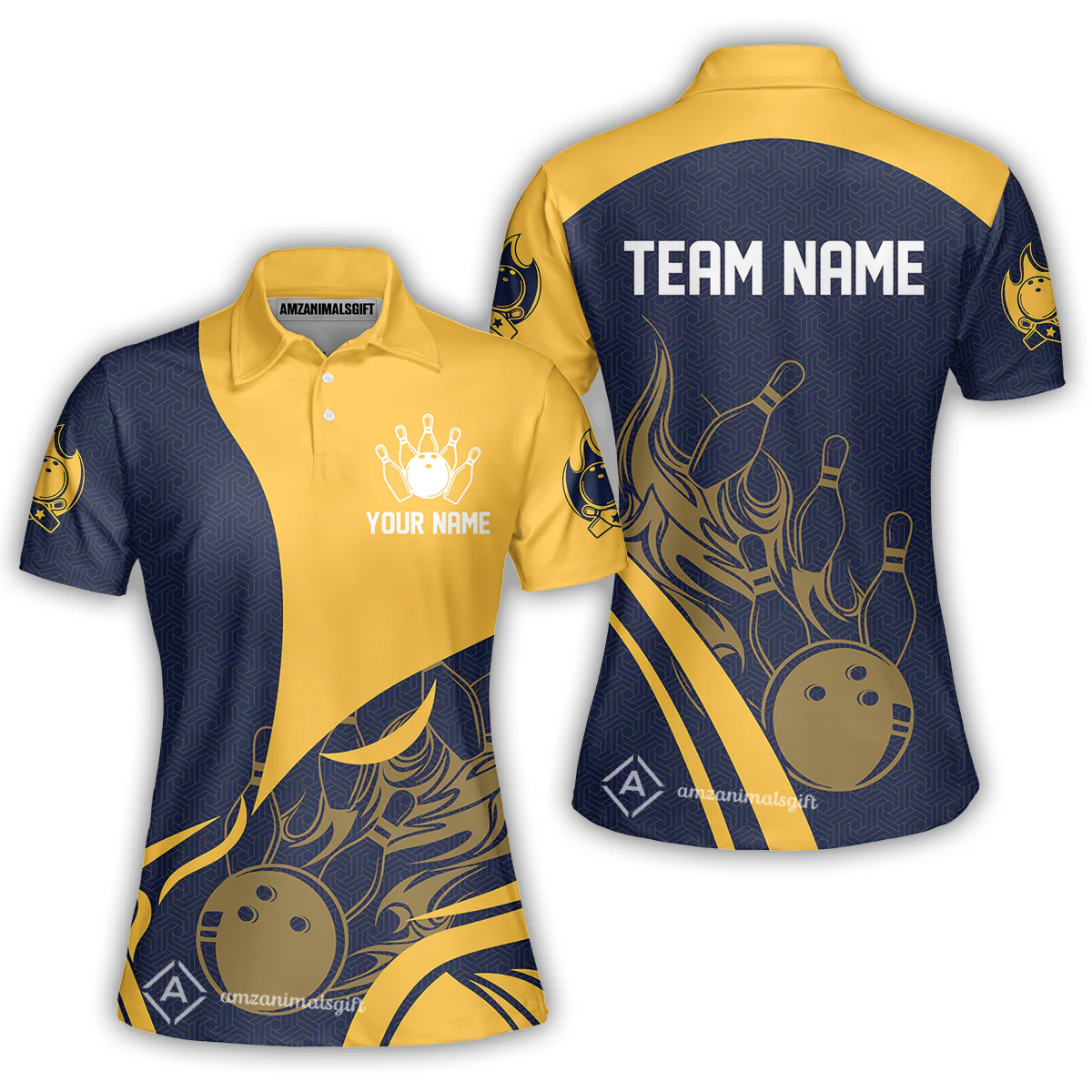 Customized Bowling Women Polo Shirt, Flame Bowling Multicolor Custom Team Uniform Women Polo Shirt, Jersey for Bowlers - Image 6