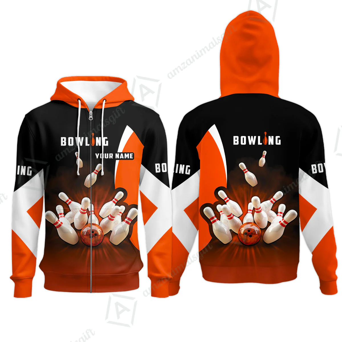 Customized Bowling Women Polo Shirt, Ten Pin Strike Bowling Personalized Orange Black Shirt For Friend, Family, Bowling Players - Image 11