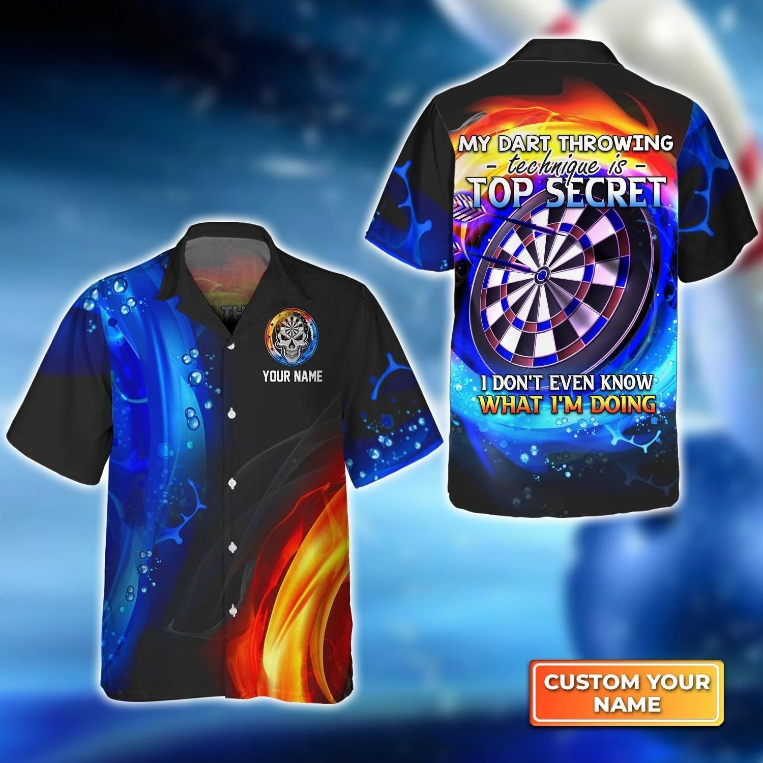 Customized Darts Aloha Hawaiian Shirt, My Dart Throwing Technique Is Top Secret Personalized Name Hawaiian Shirt For Men & Women, Darts Lover