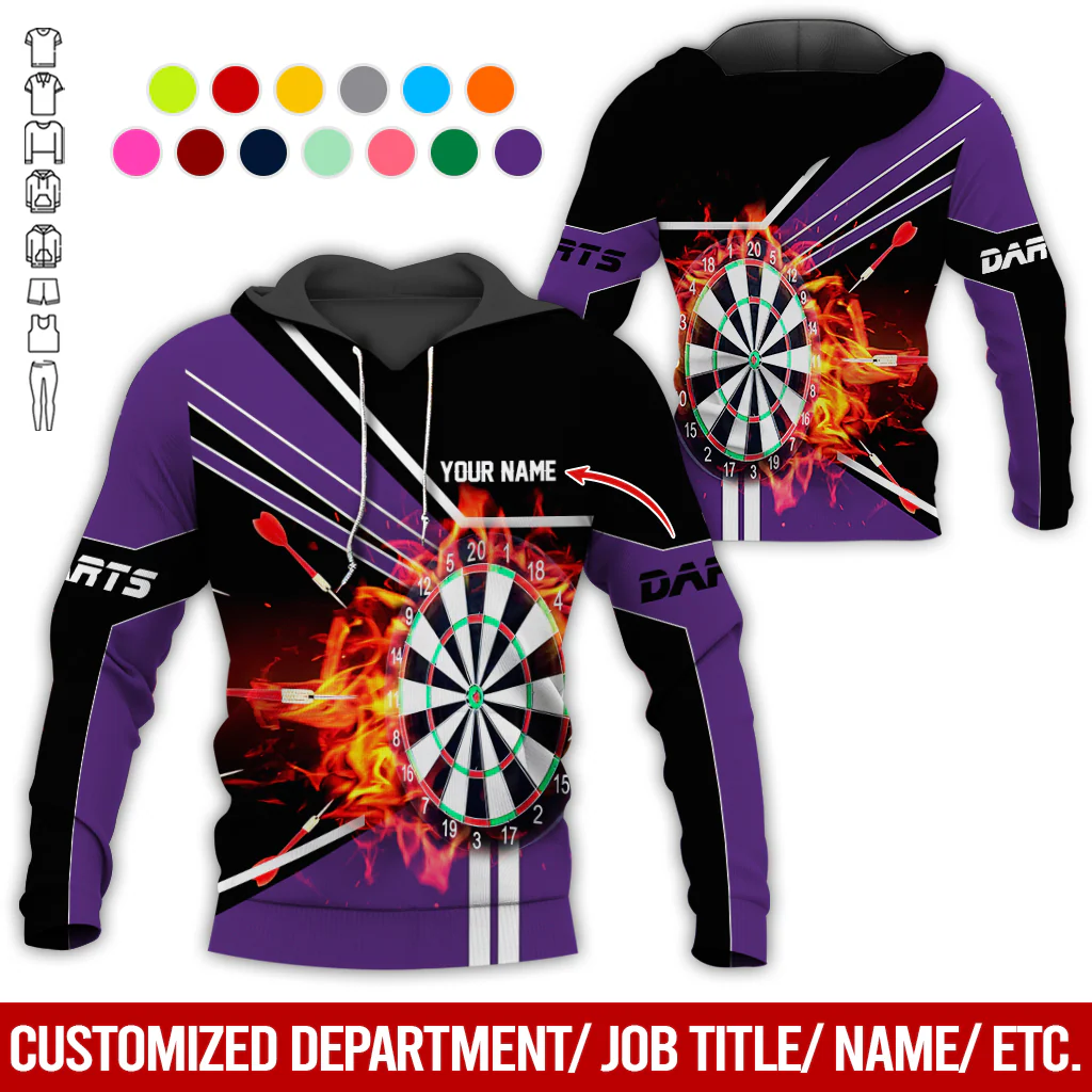 Customized Darts Flaming Premium Hoodie, Personalized Name Darts Hoodie, Perfect Gift For Darts Lovers, Darts Player - Image 12