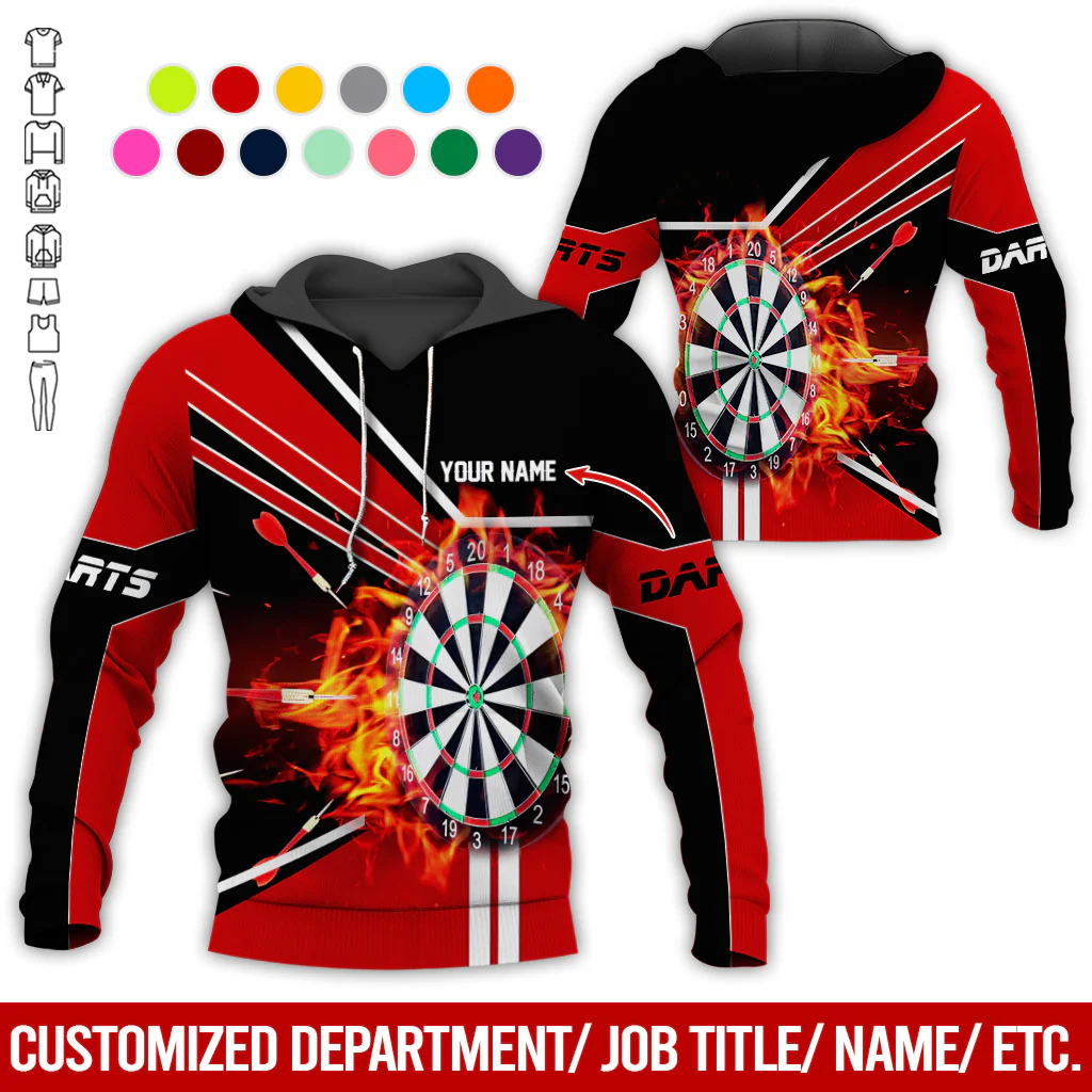 Customized Darts Flaming Premium Hoodie, Personalized Name Darts Hoodie, Perfect Gift For Darts Lovers, Darts Player - Image 3