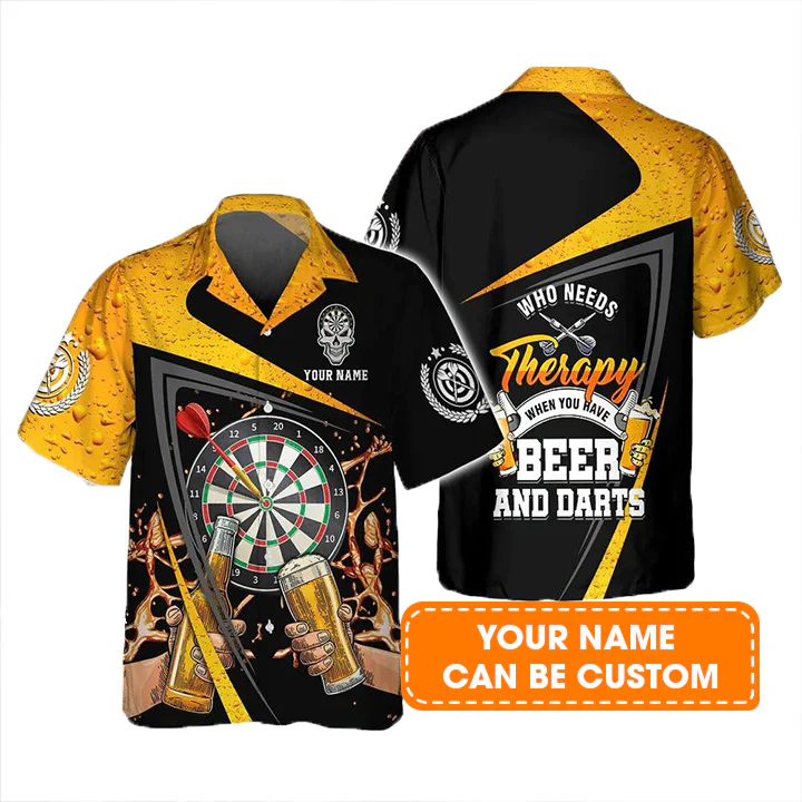 Customized Darts Hawaiian Shirt, Beer And Darts, Personalized Name Hawaiian Shirt For Men - Perfect Gift For Darts Lovers, Darts Players - Image 2