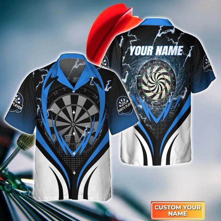 Customized Darts Hawaiian Shirt, Blue Darts Thunder Lightning, Personalized Name Hawaiian Shirt For Men - Perfect Gift For Darts Lovers, Darts Players - Image 7