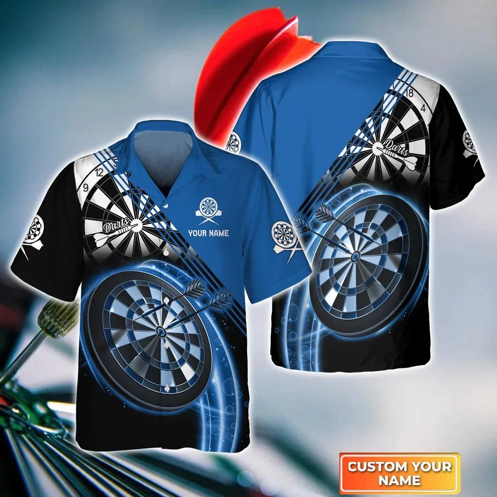 Customized Darts Hawaiian Shirt, Darts Blue Personalized Name Hawaiian Shirt For Men - Perfect Gift For Darts Lovers, Darts Players