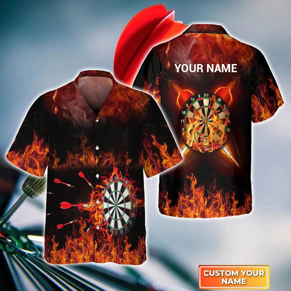 Customized Darts Hawaiian Shirt, Darts Flame Personalized Name Hawaiian Shirt For Men - Perfect Gift For Darts Lovers, Darts Players