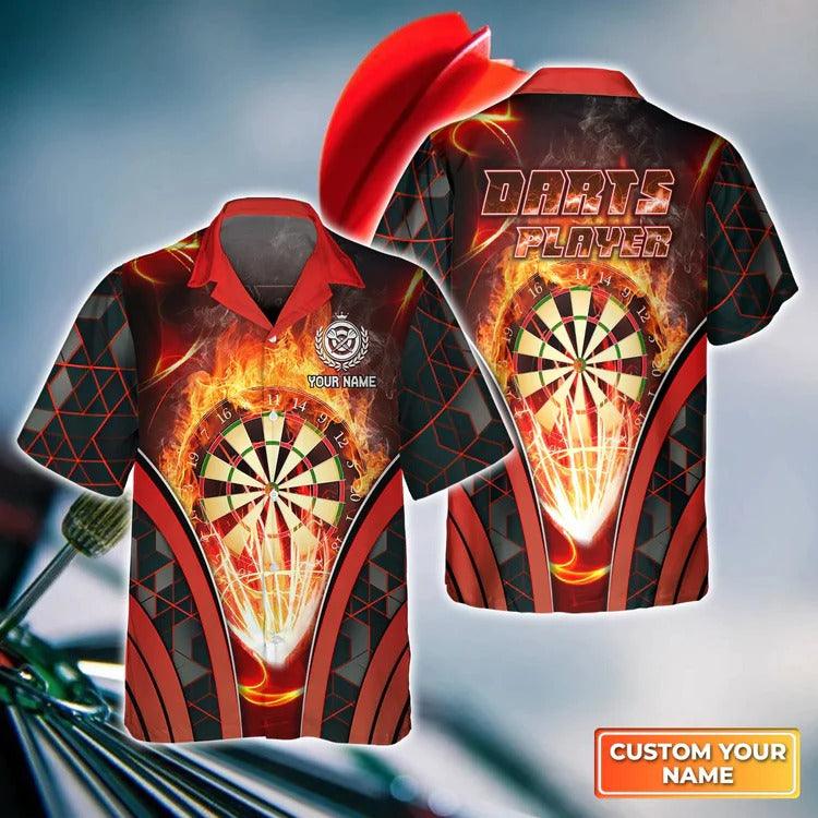 Customized Darts Hawaiian Shirt, Darts On Fire, Personalized Name Hawaiian Shirt For Men - Perfect Gift For Darts Lovers, Darts Players - Image 3
