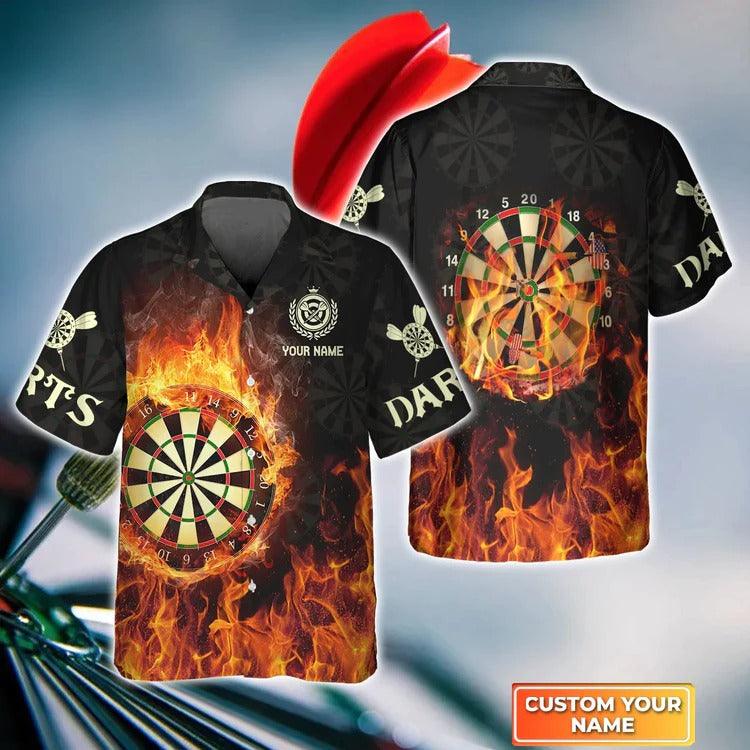 Customized Darts Hawaiian Shirt, Darts On Fire, Personalized Name Hawaiian Shirt For Men - Perfect Gift For Darts Lovers, Darts Players - Image 4