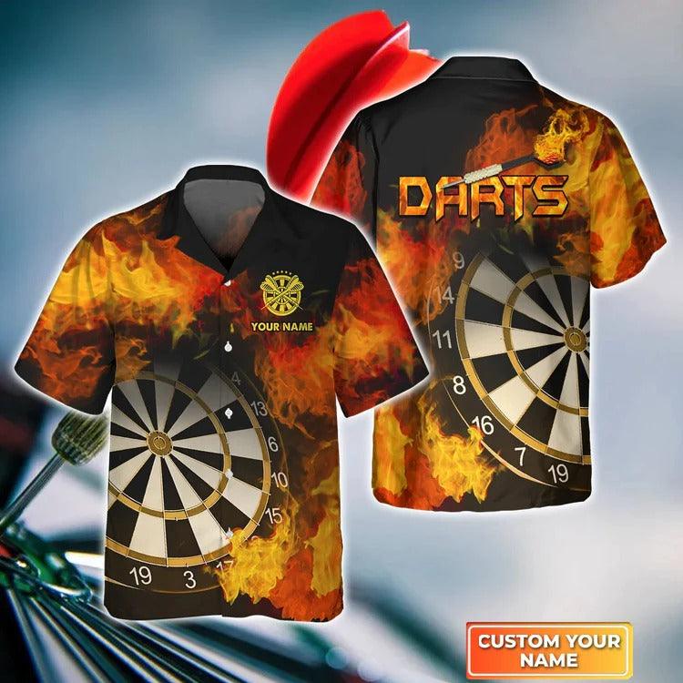 Customized Darts Hawaiian Shirt, Darts On Fire, Personalized Name Hawaiian Shirt For Men - Perfect Gift For Darts Lovers, Darts Players - Image 5