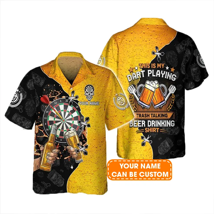 Customized Darts Hawaiian Shirt, Darts Playing Beer Drinking Personalized Name Hawaiian Shirt For Men - Perfect Gift For Darts Lovers, Darts Players - Image 2