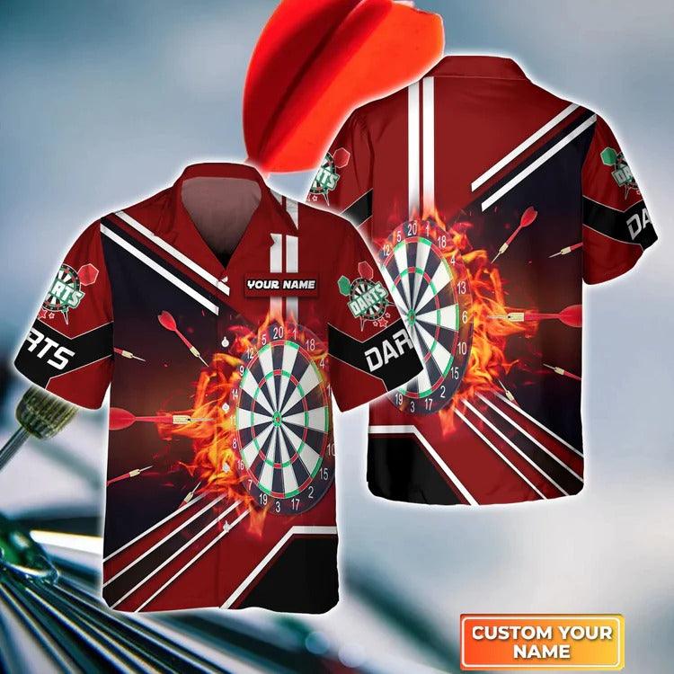 Customized Darts Hawaiian Shirt, Darts Red, Personalized Name Hawaiian Shirt For Men - Perfect Gift For Darts Lovers, Darts Players - Image 4