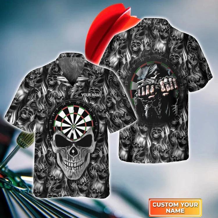 Customized Darts Hawaiian Shirt, Darts Skull Personalized Name Hawaiian Shirt For Men - Perfect Gift For Darts Lovers, Darts Players - Image 3