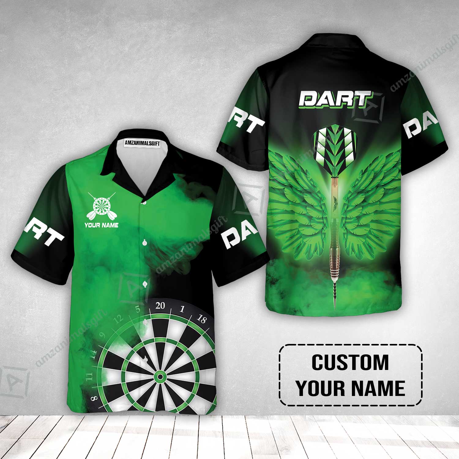 Customized Darts Hawaiian Shirt, Darts Wings, Personalized Name Hawaiian Shirt - Perfect Gift For Darts Lovers, Darts Players - Image 2