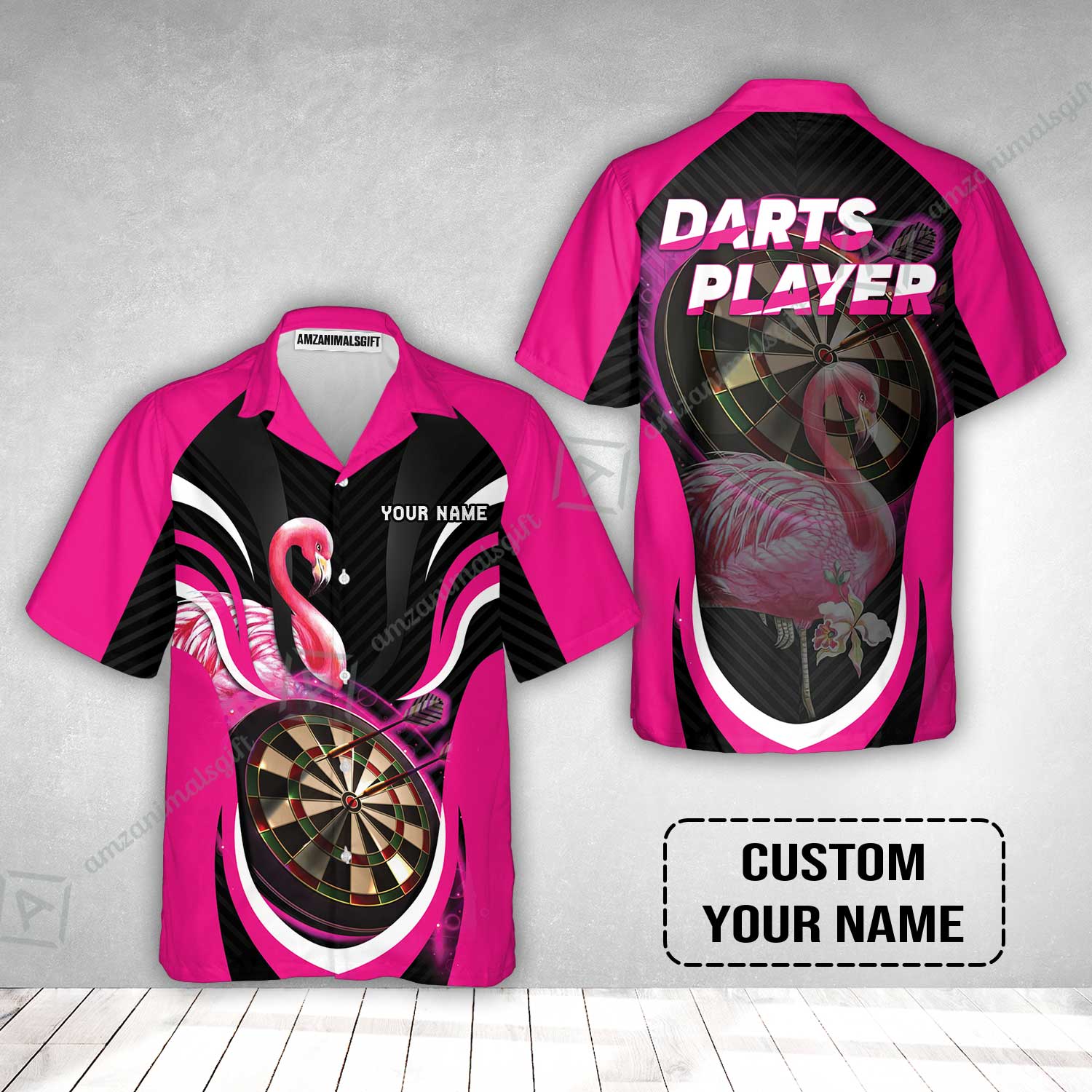 Customized Darts Hawaiian Shirt, Flamingo Darts Shirt, Personalized Name Darts Hawaiian Shirt - Image 2