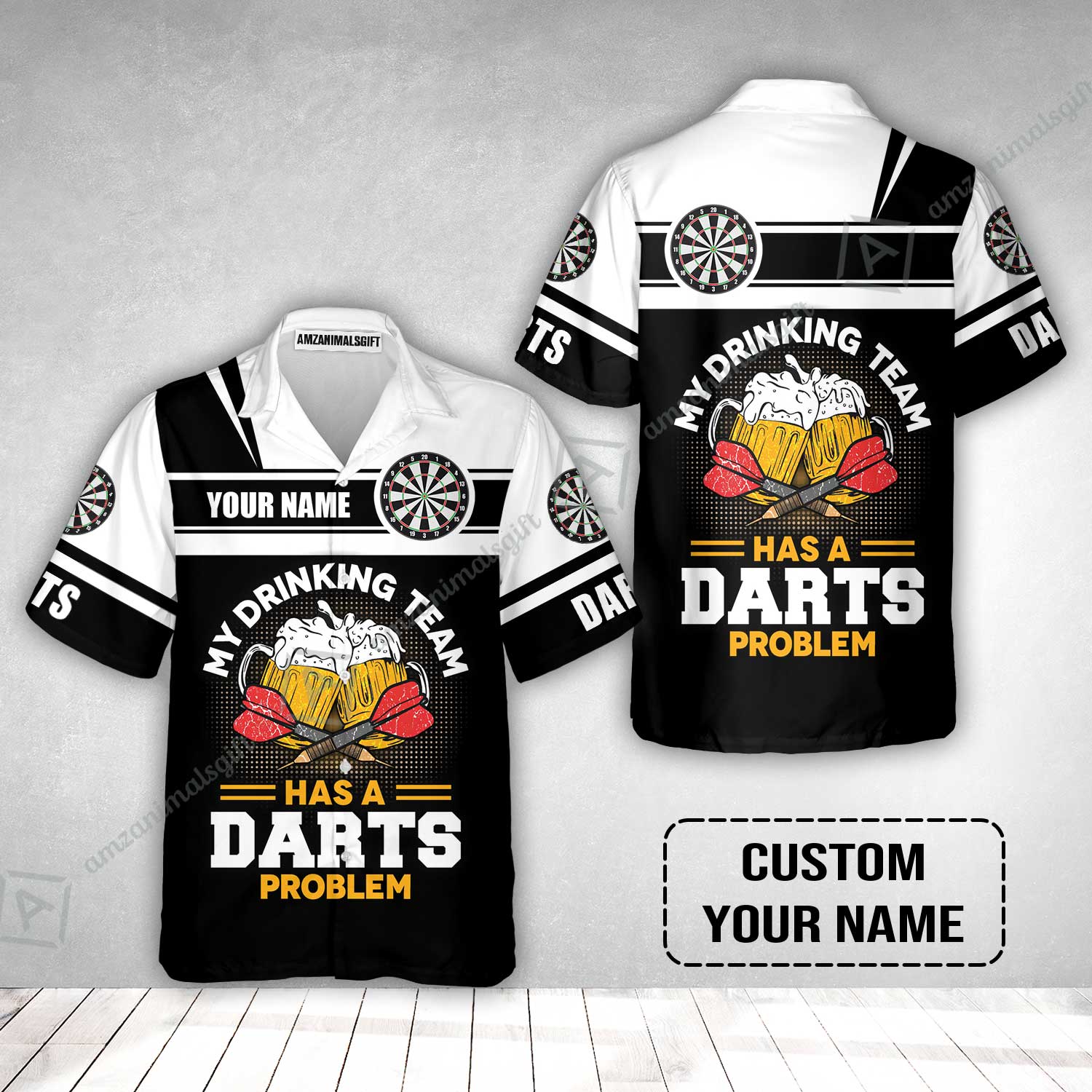 Customized Darts Hawaiian Shirt, Personalized My Drinking Team Beer Darts Hawaiian Shirt - Image 2