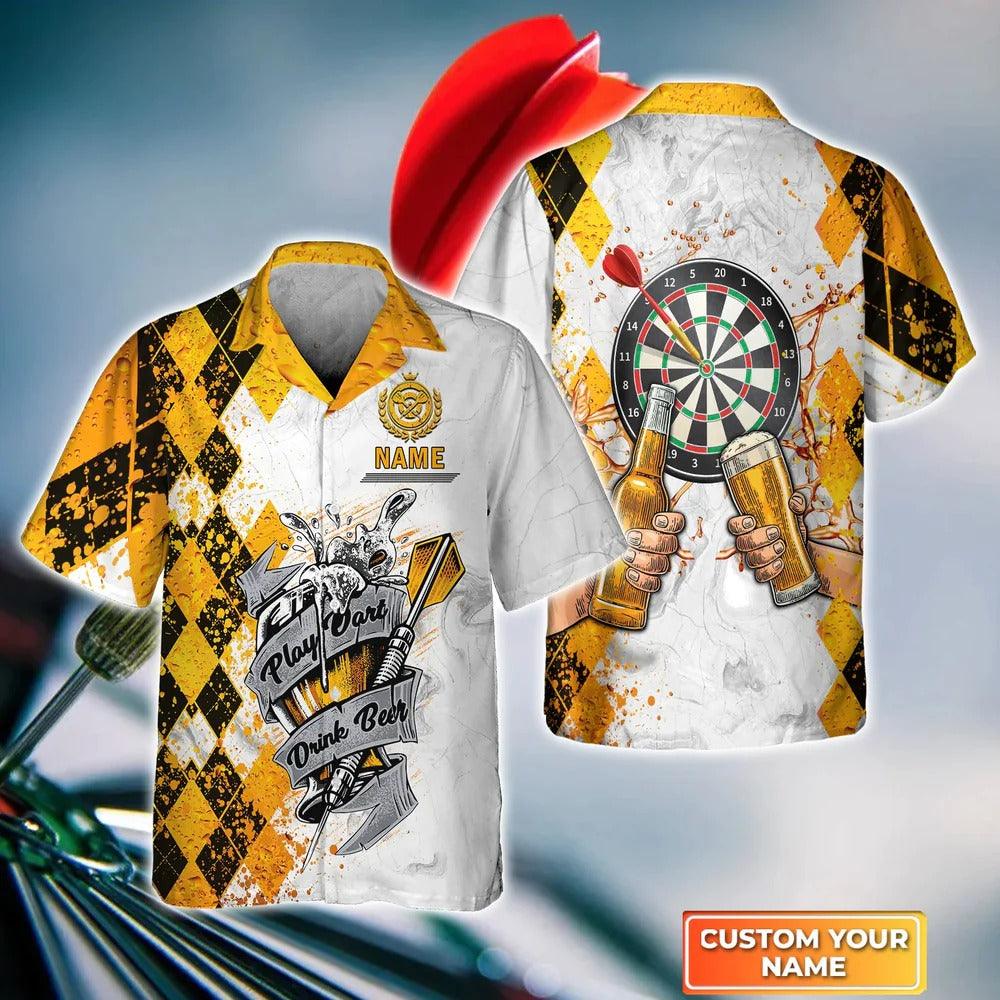 Customized Darts Hawaiian Shirt, Play Darts Drink Beer, Personalized Name Hawaiian Shirt For Men - Perfect Gift For Darts Lovers, Darts Players