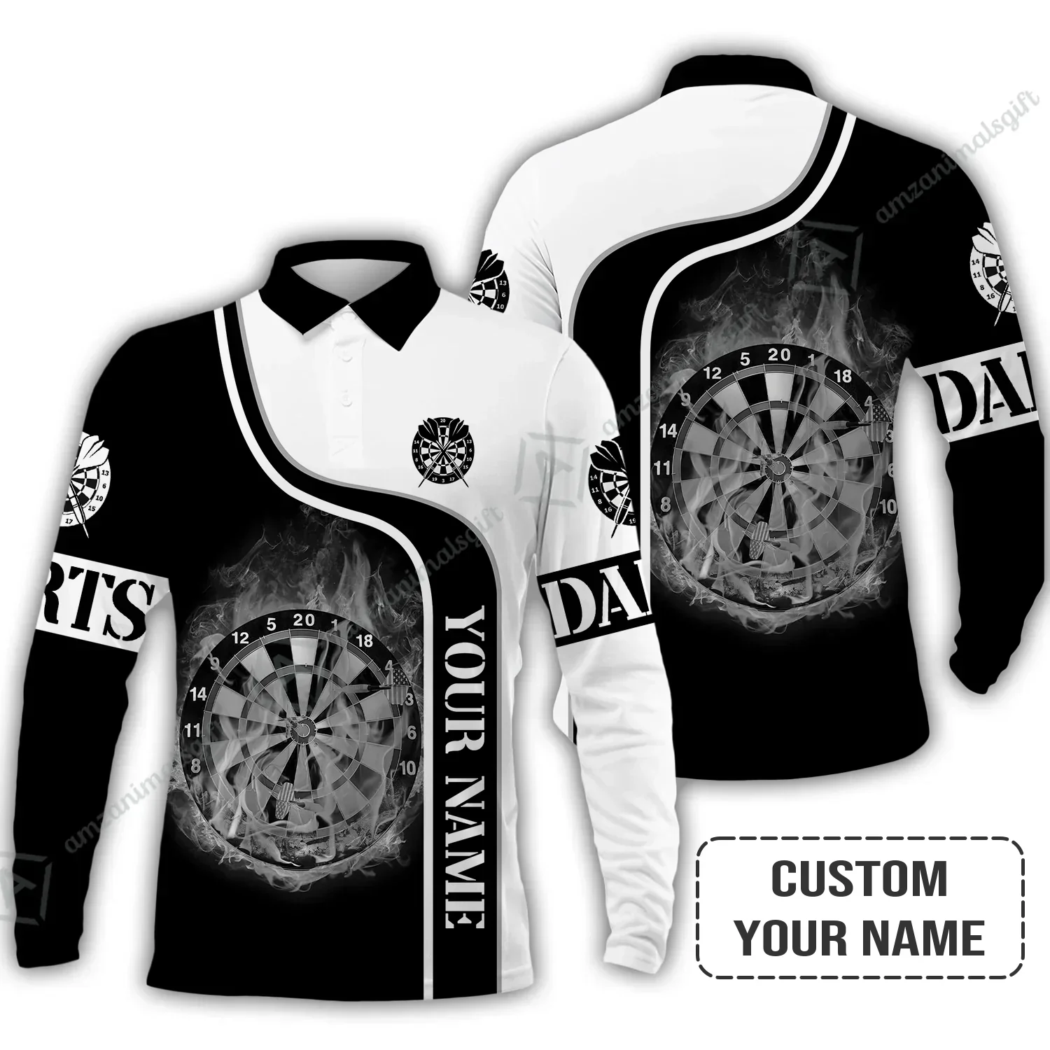 Customized Darts Hoodie, Personalized Name Darts Black And White Hoodie For Men And Women, Perfect Outfit For Darts Lovers, Darts Players - Image 3