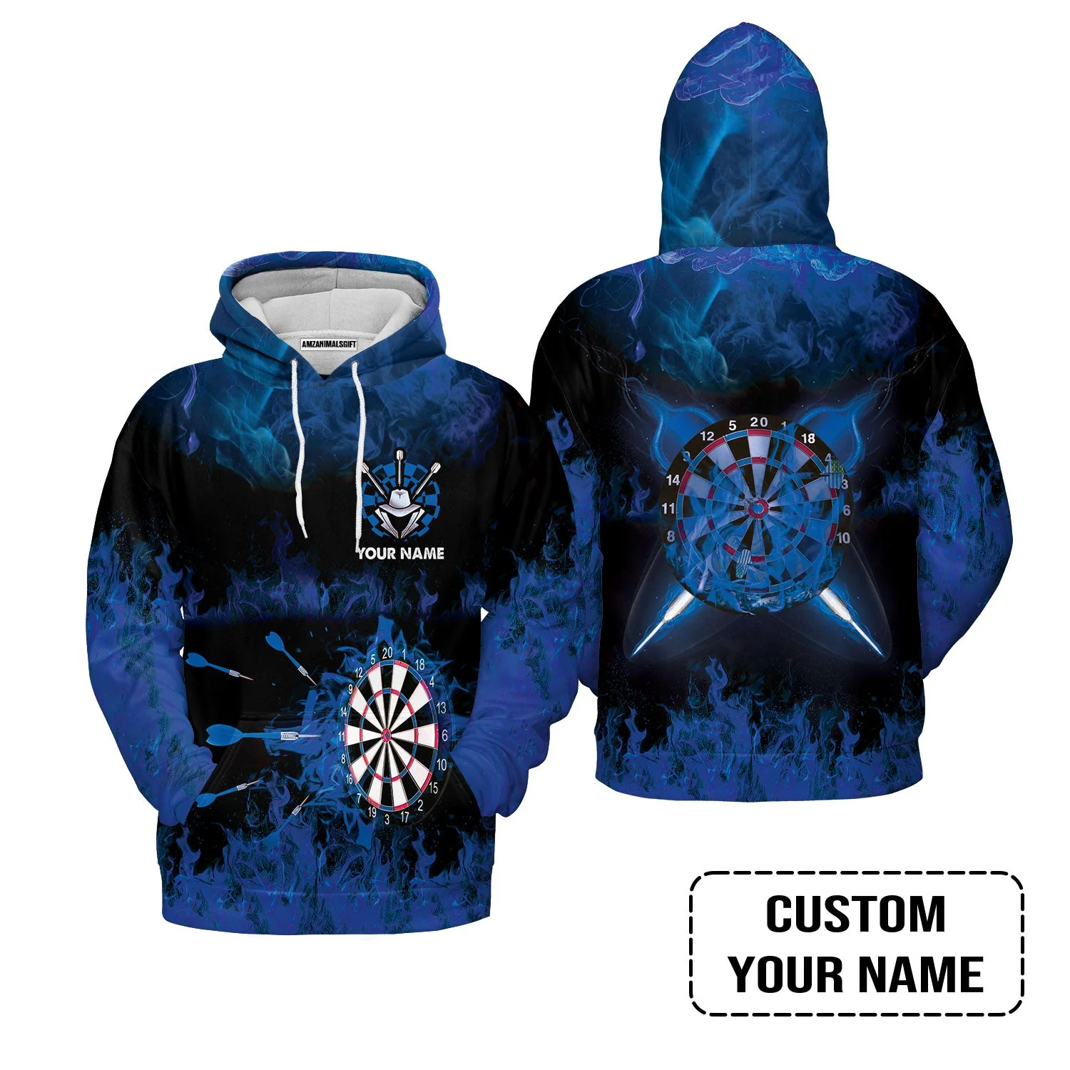 Customized Darts Long Sleeve Men Polo Shirt, Darts Blue Polo Shirt, Personalized Name Polo Shirt For Men - Perfect Gift For Darts Lovers, Darts Players - Image 4