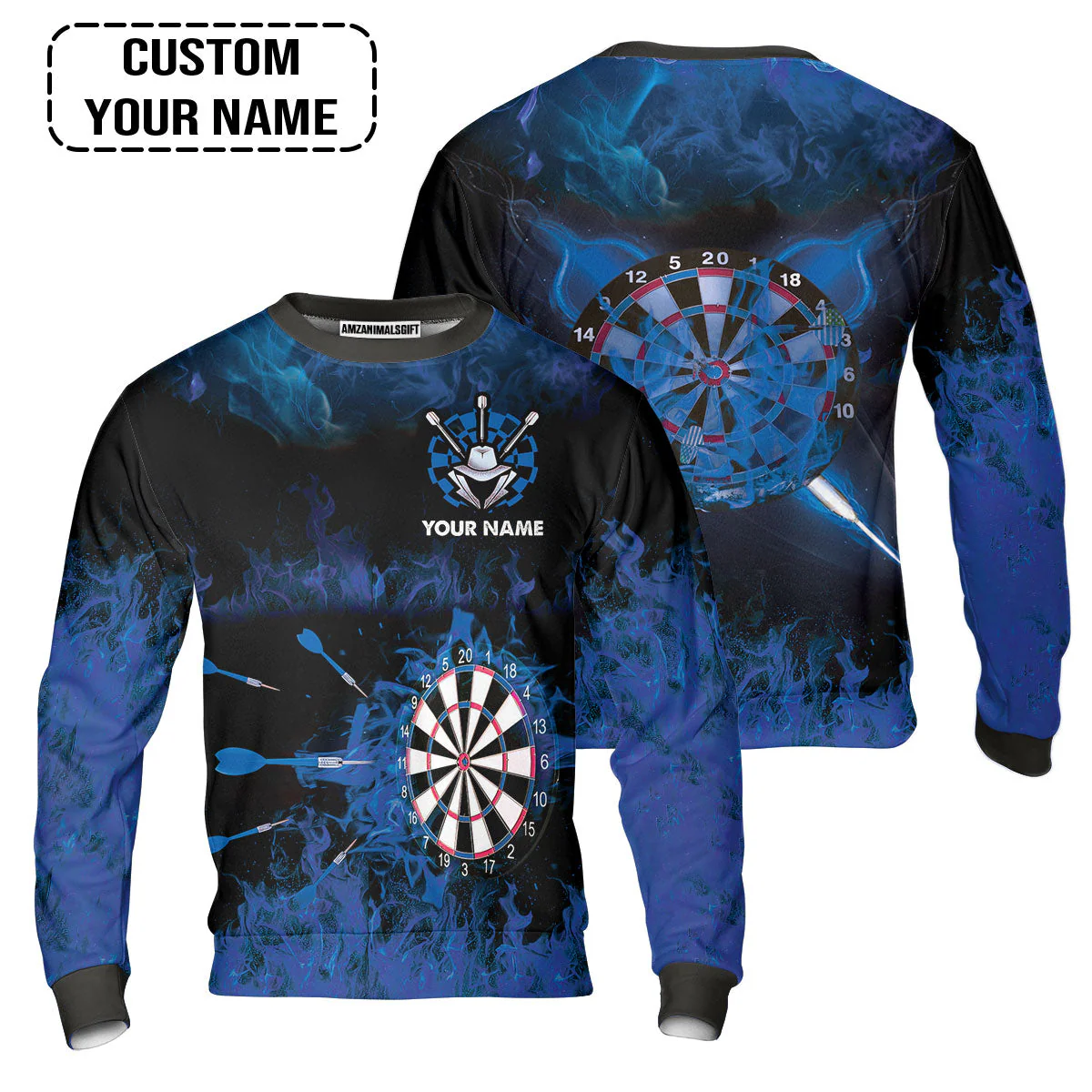 Customized Darts Long Sleeve Men Polo Shirt, Darts Blue Polo Shirt, Personalized Name Polo Shirt For Men - Perfect Gift For Darts Lovers, Darts Players - Image 5