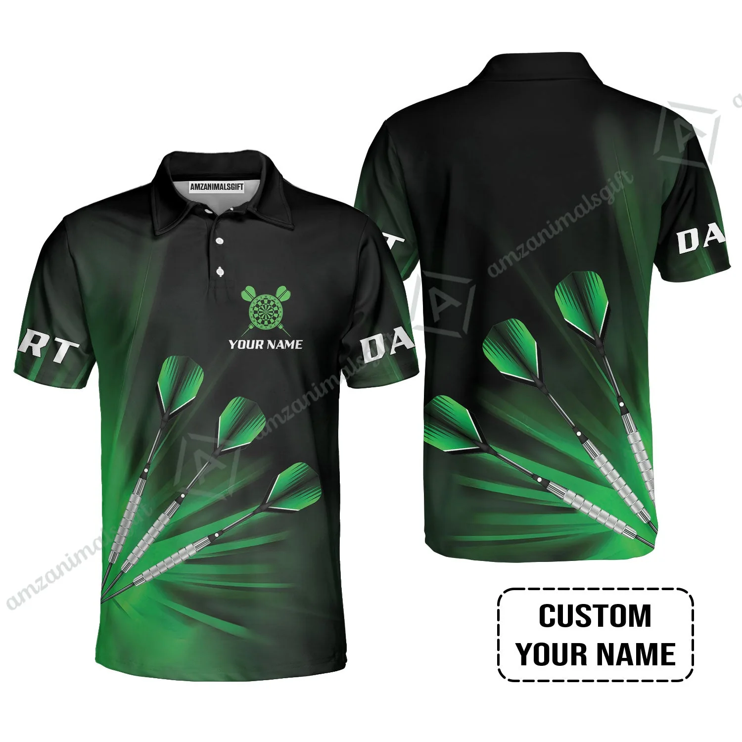 Customized Darts Long Sleeve Men Polo Shirt, Personalized Name Polo Shirt For Men - Perfect Gift For Darts Lovers, Darts Players - Image 3