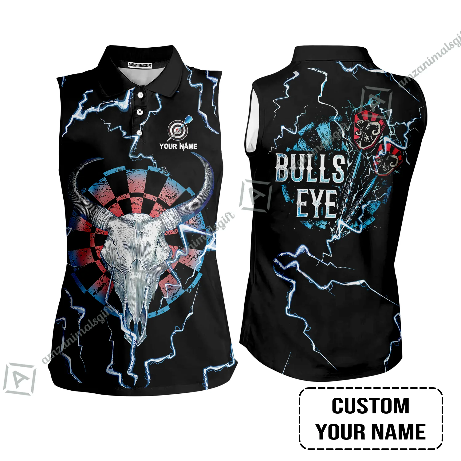 Customized Darts Men Polo Shirt, Darts Bullseye Thunder Skull, Personalized Name Polo Shirt- Perfect Gift For Darts Lovers, Darts Players - Image 7