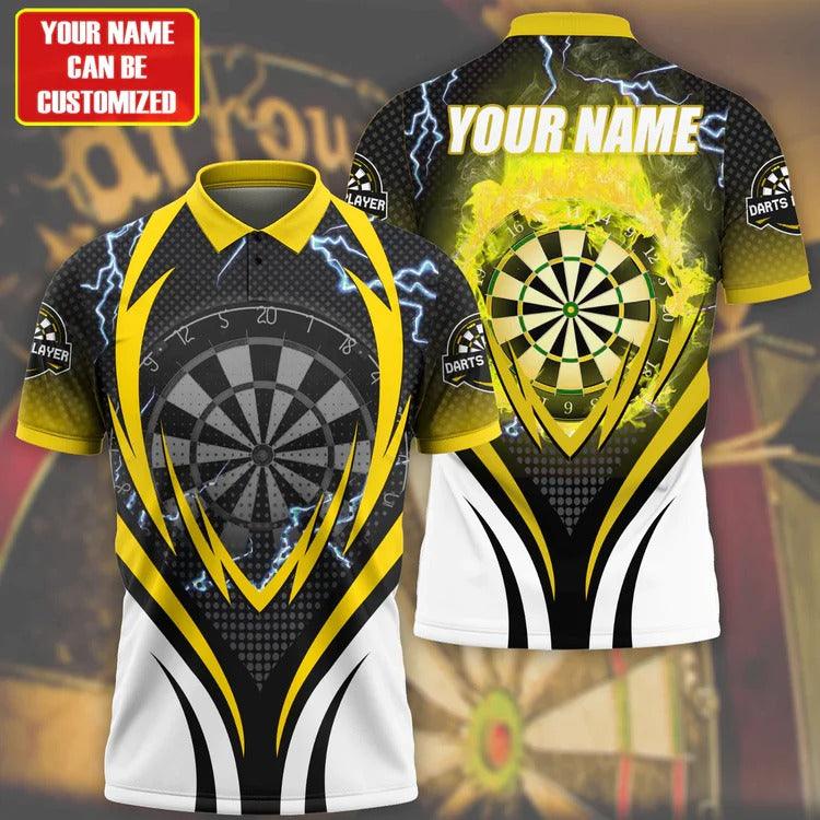 Customized Darts Polo Shirt, Best Darts Blue Flame Player Gift, Personalized Name Polo Shirt For Men - Perfect Gift For Darts Lovers, Darts Players - Image 2