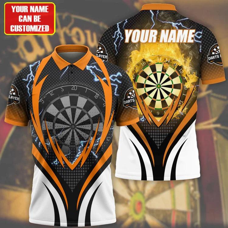 Customized Darts Polo Shirt, Best Darts Blue Flame Player Gift, Personalized Name Polo Shirt For Men - Perfect Gift For Darts Lovers, Darts Players - Image 3